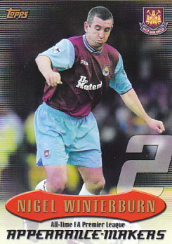Nigel Winterburn West Ham United 2003 Topps Premier Gold All/Time Record #AT02